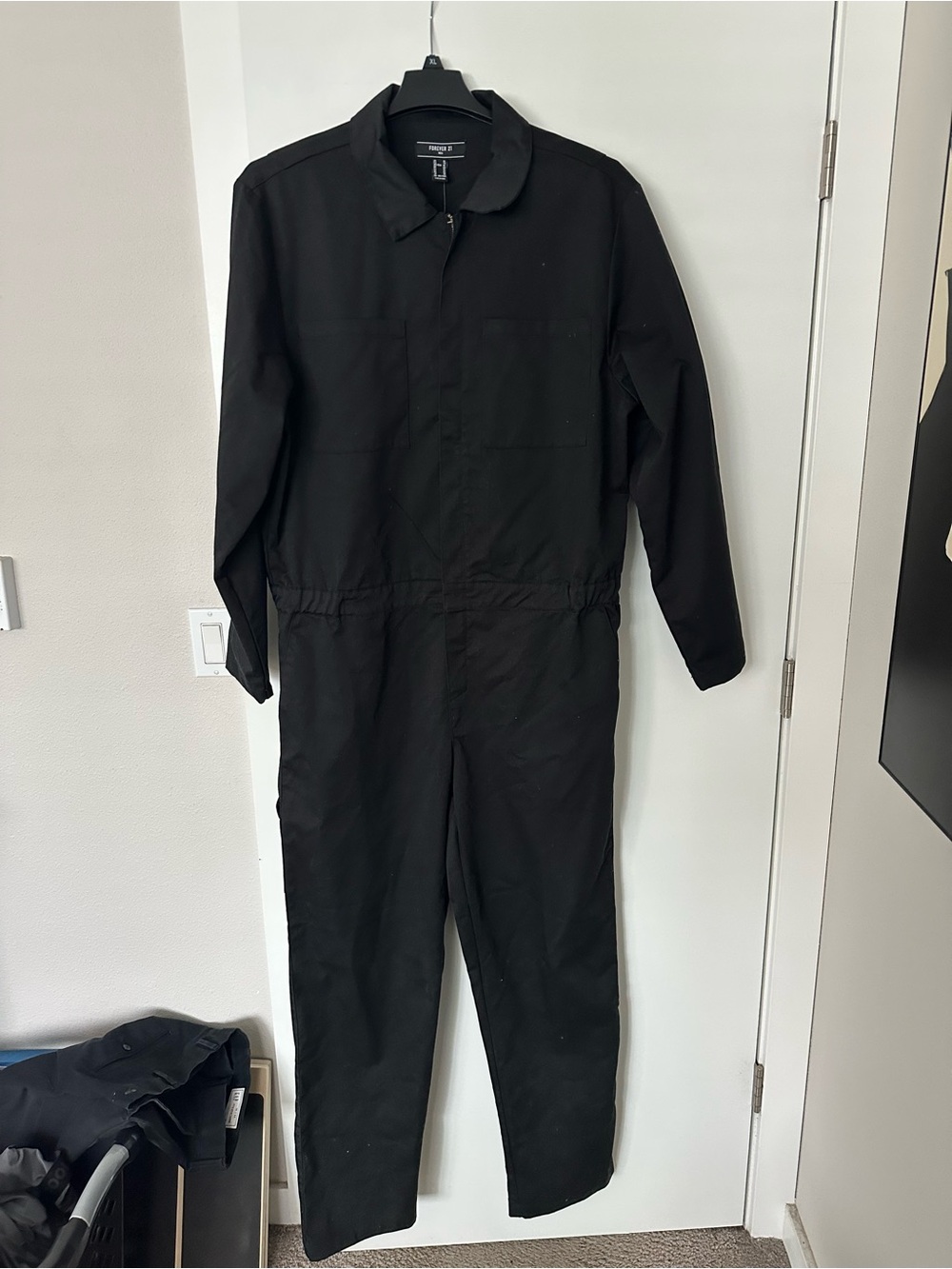 Forever 21 Black Long-Sleeve Utility Coverall Jumpsuit